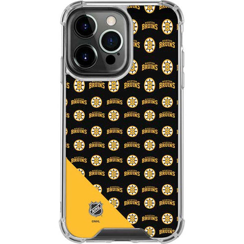 NHL Boston Bruins Pattern iPhone 15 Pro Clear Case